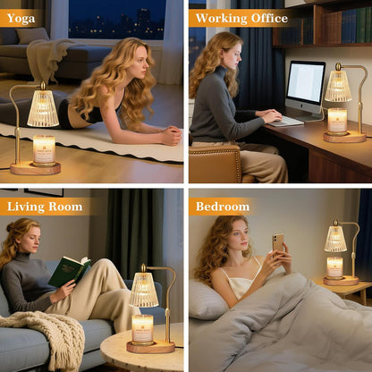 Imenlox Candle Warmer Lamp, with Timer & Dimmer, Adjustable Height, Christmas Birthday Mothers Day Gifts for Women Mom Her, House Warming New Home Thanksgiving Décor (Amber)