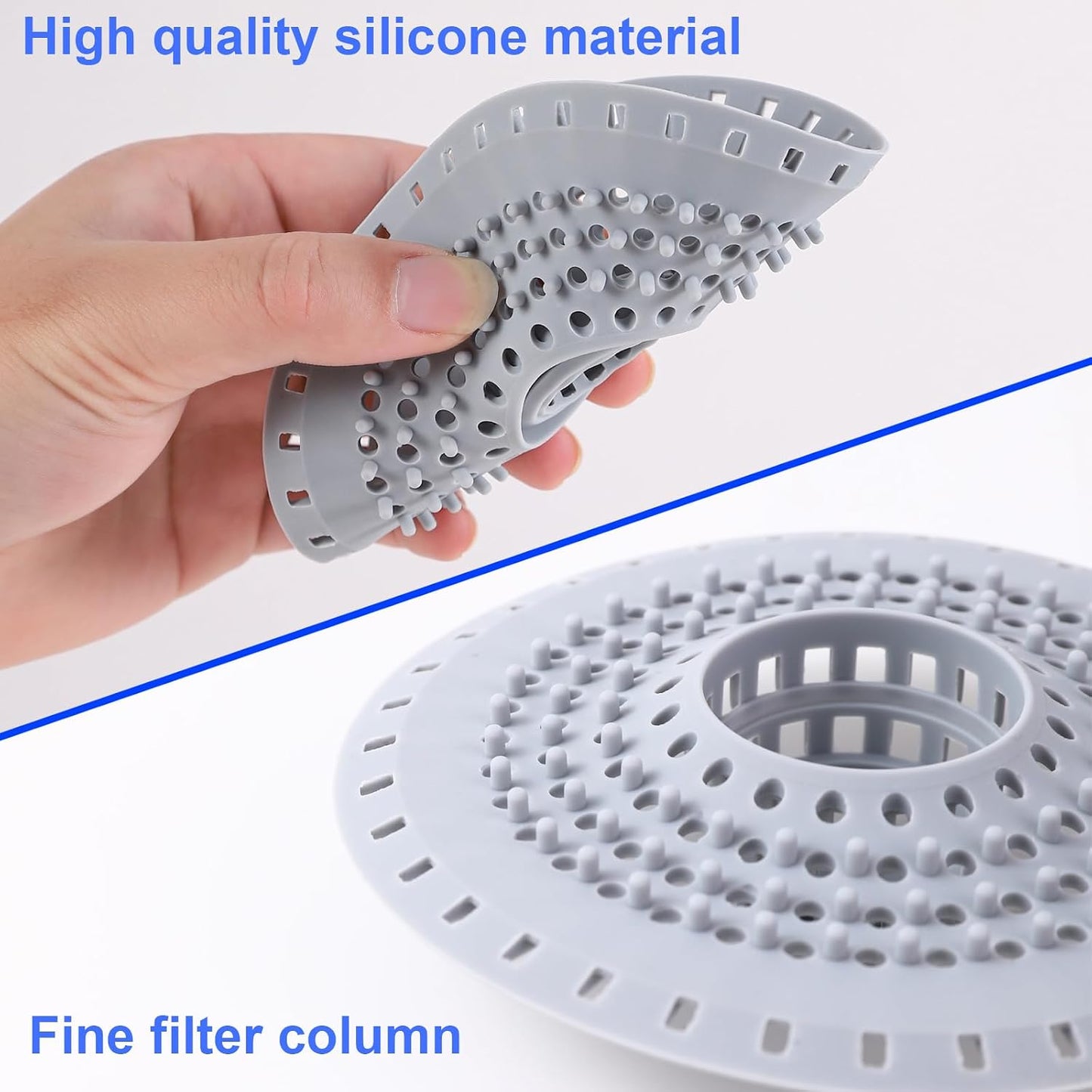 Bathtub Drain Hair Catcher, Silicone Tub Hair Catcher Drain Protector Strainer, Collapsible Shower Hair Drain Catcher Strainer for 1.48'' to 1.75'' Regular Drains, 3PCS