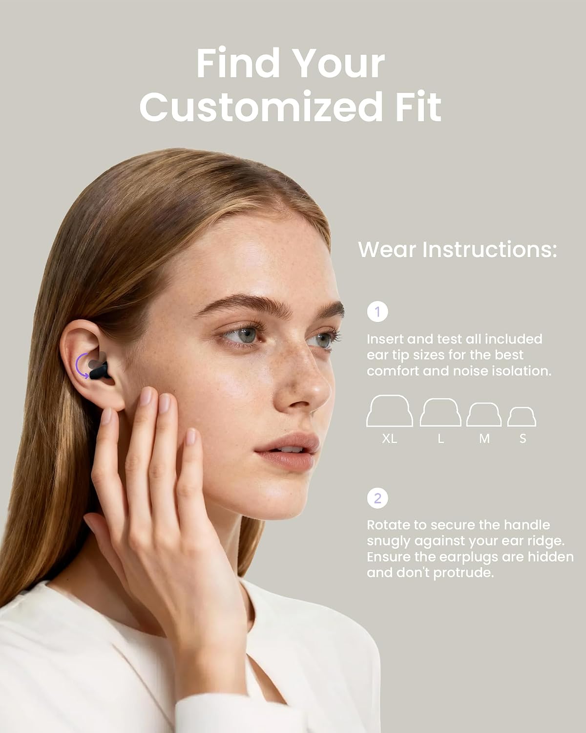 Ear Plugs for Sleeping Comfortable Mid Noise Cancelling Earplugs | All-night Wear without Ear Pain for Side Sleeper Patent Qufits Eartips 23dB Reusable Earplugs for Sleep, Travel - Black