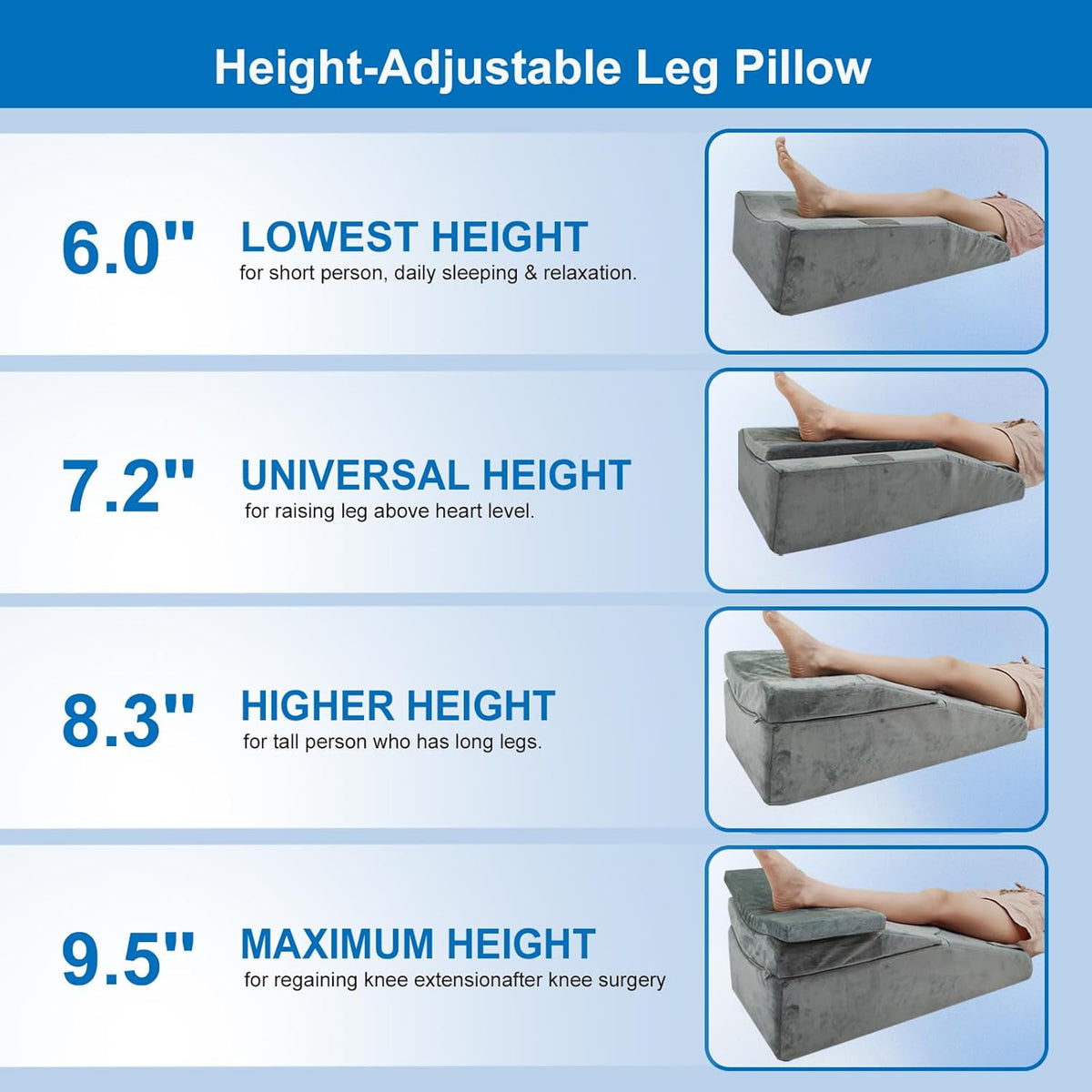 Leg Elevation Pillows for After Surgery, Memory Foam Leg Pillow for Sleeping Lower Back Hip Ankle Sciatica Pain Relief
