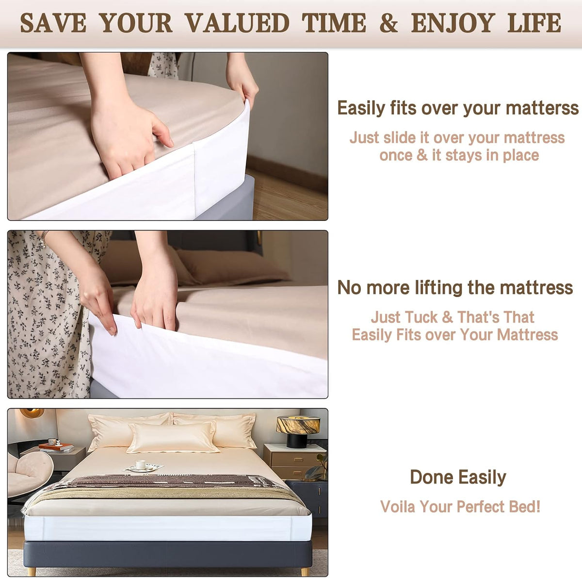 Bed Sheet Holder - Queen Fitted Sheet Only Straps，Holds The Flatbed in Place and Converts It Into A Fitted Sheet, Bed Sheet Fastener Holder, Fits All Mattress Heights- Queen 60” X 80”