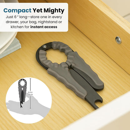 Jokari Multi Bottle Opener for Jars Bottles and Cans 3 in 1 Easy Grip Lid | Weak Hands Twist Caps Pull Tabs, Small Lids Arthritis Aid Manual Kitchen, Open Jars, Bottles, and Cans with