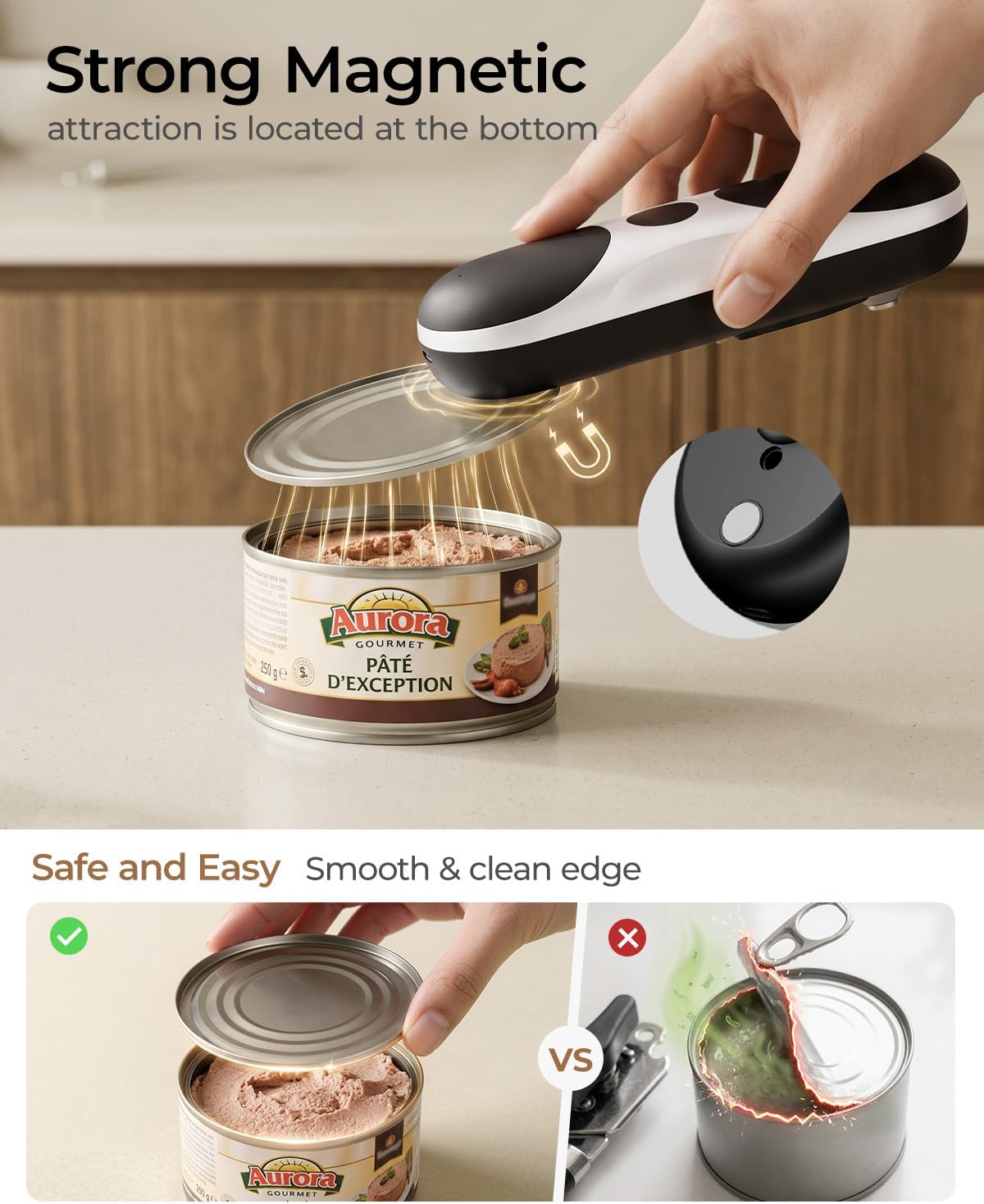 Electric Can Opener Automatic Can Opener for Seniors with Arthritis | Cordless Battery Powered, USB Rechargeable, Side Cut, Smooth Edge, Handsfree, for Any Size Cans