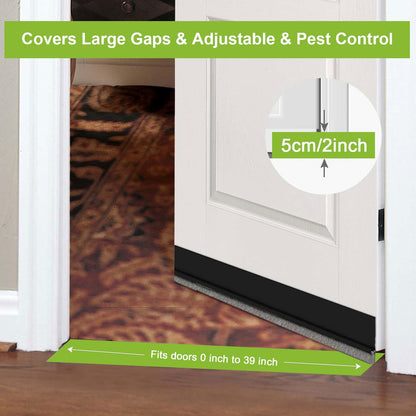 2 PCS Door Brush Bottom Sweep, Draft Stopper 2" W x 39" L, Black | No Residue, Strong Adhesive Self Adhesive Door Sweep for Bottom, Bottom Seal Strip for Dust/Noise/Hot or Cold Air Insulation
