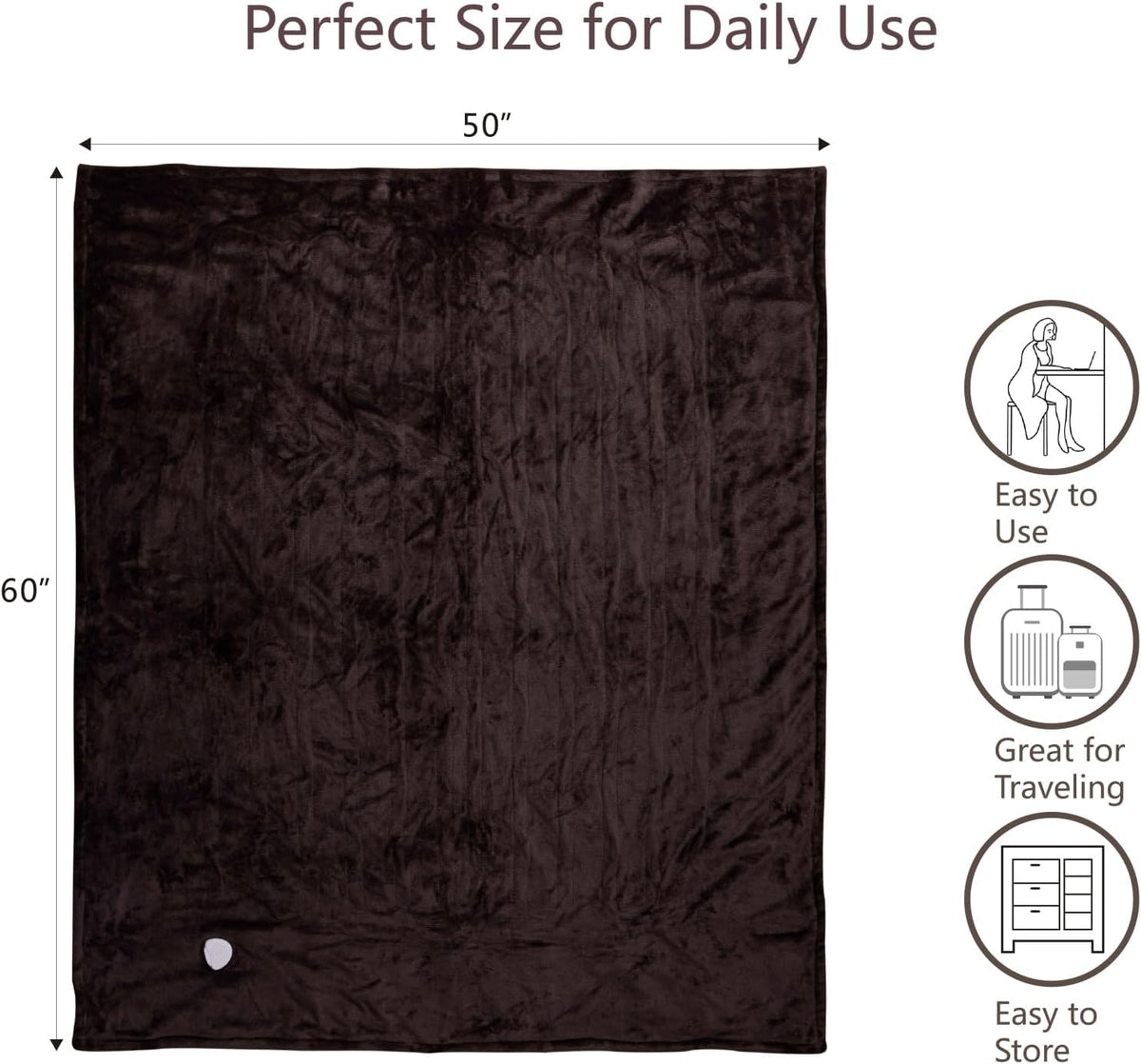 Tefici Heated Blanket Throw,Ultra Soft 2-Layer Flannel Electric Blanket