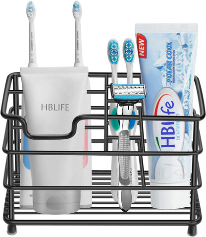 HBlife Toothbrush Holders for Bathroom, 5 Slots Silver Stainless Steel Bathroom Accessories Organizer