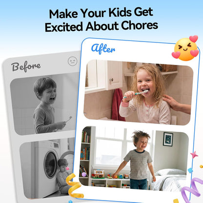 Chore Chart for Kids with Timer, 21 PCS Checklist Magnetic Schedule Board, ADHD Tools with 99-Min Countup/Down Visual Timer, Bedtime/Morning/Daily Routine Chart Dry Erase to Do List with Slider(White)