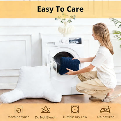 Black Bed Reading Pillow for Adults, Memory Foam Backrest Pillow with Armrests for Sitting Up in Bed, Back & Arm Support, Removable Washable Pillowcase for Sofa Seats