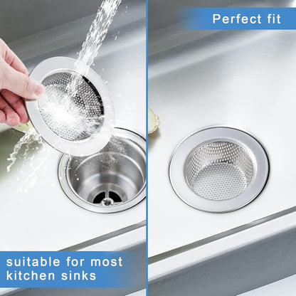 2 Pcs Sink Strainer Double-Layer Safe Design for Kitchen Sink Drain Basket | Upgraded Double-Layer Safe Kitchen Sink Strainer, No Finger Cuts, 4.5 Inch Outer Diameter, Fits Most Sinks