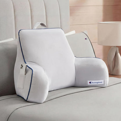 Champion Faux Wool Bedrest Pillow, 100% Polyester Cover and Fill, Spot Clean Only, Navy Blue, 29" x 24.5" x 10.5"