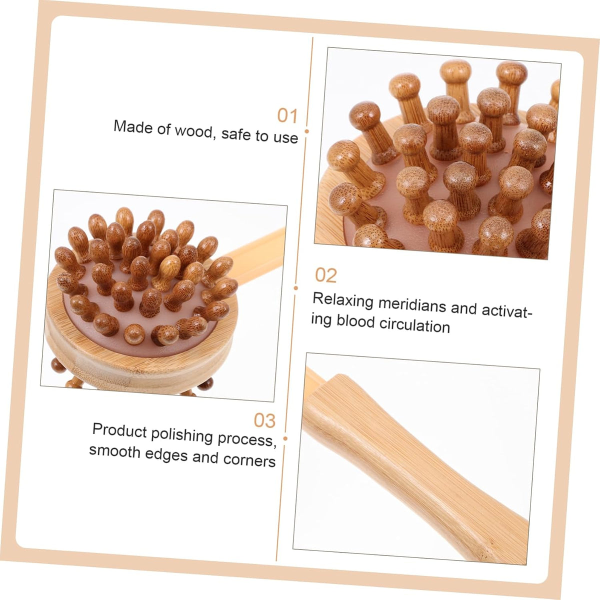 Bamboo Massage Hammer Handheld Wood Massager for Neck Shoulder Back Acupoint Therapy with Ergonomic Handle for Muscle Relief and Relaxation