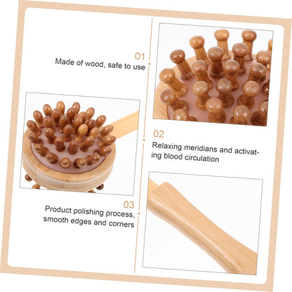 Bamboo Massage Hammer Handheld Wood Massager for Neck Shoulder Back Acupoint Therapy with Ergonomic Handle for Muscle Relief and Relaxation