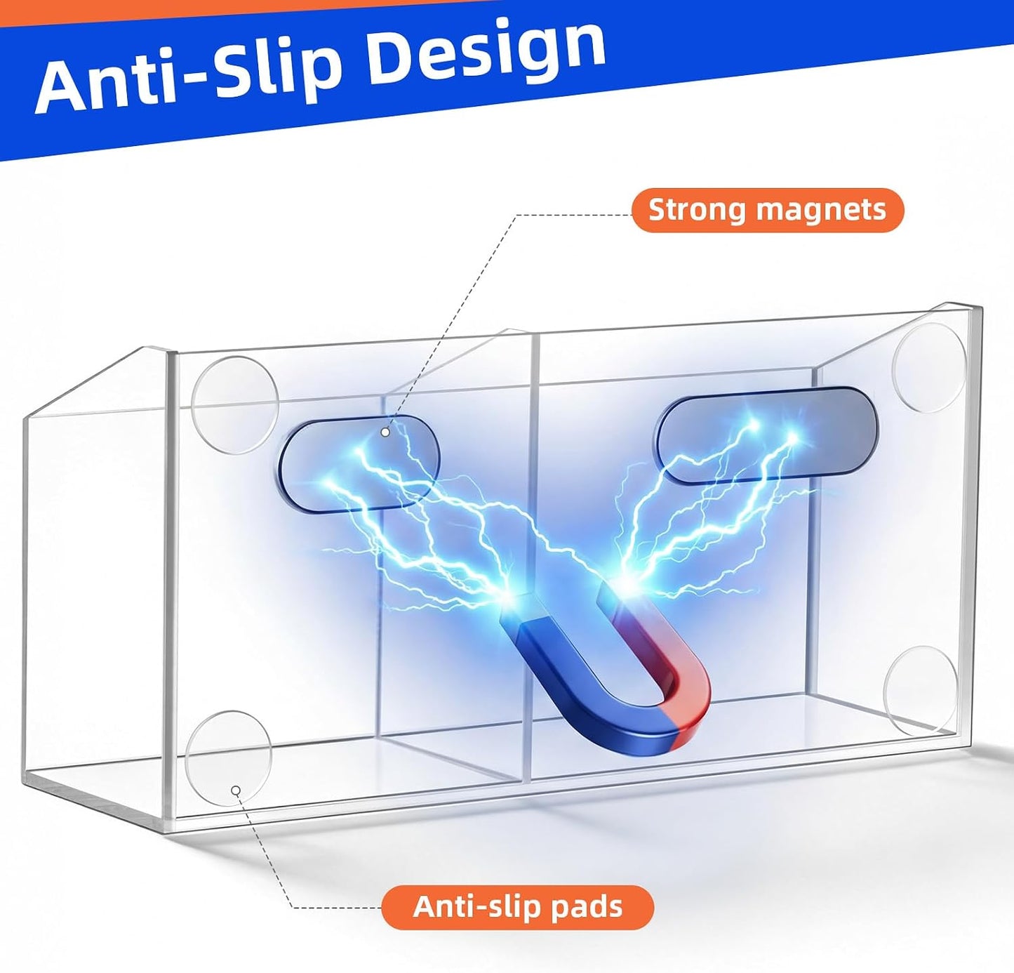 Magnetic Pen Holder, Acrylic Dry Erase Marker Holder | Magnetic Pen Holder for Refrigerator, Whiteboard, Pens, Pencils, Non-slip Acrylic Magnetic Marker Holder, Transparent, 1 Pack