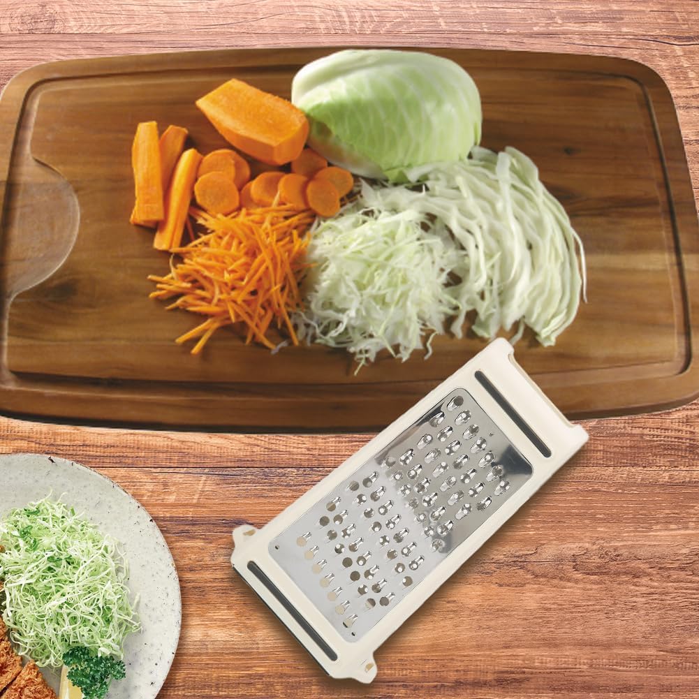 Cheese Grater - Reversible Box Grater with Two Sides Handheld | Double Sided Food Grater with Storage Container, Stainless Steel Blades for Cheese,Vegetables,Ginger,Garlic