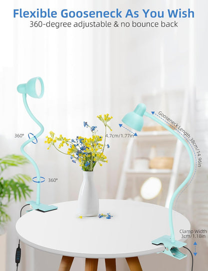 Clip on Reading Light for Bed 3 Color Modes Teal