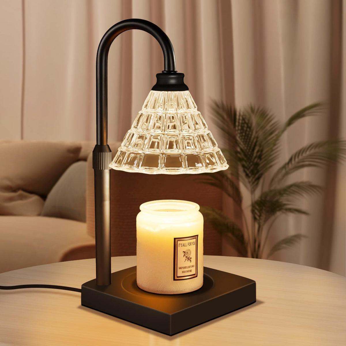 Candle Warmer Lamp with Dimmer, 2H/4H/8H Timer, Compatible with Yankee Candle Large Jar Candle, Home Decor Gift for her, Birthday Gift for mom, Home Scented Jar Candles Heater (Black Wood)