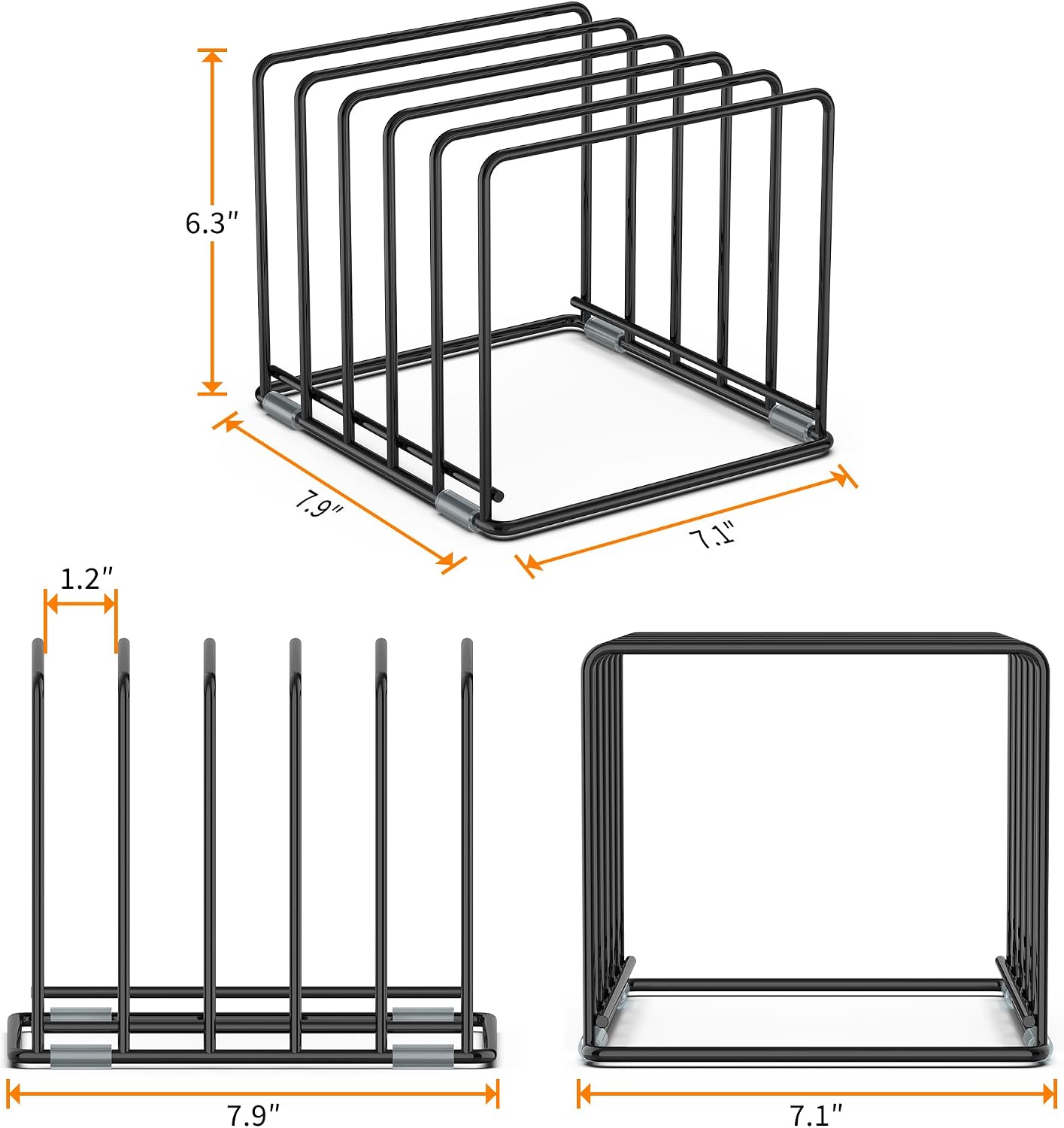 Cutting Board Organizer, Kitchen Cabinet Organizer | Divided Rack with 5 Slots for Baking Trays - Cookie sheet Organizer, Baking Sheets Holder [2-Pack], Large
