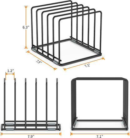 Cutting Board Organizer, Kitchen Cabinet Organizer | Divided Rack with 5 Slots for Baking Trays - Cookie sheet Organizer, Baking Sheets Holder [2-Pack], Large