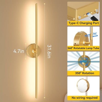 Battery Operated Wall Sconces Set of 2, Remote Control, 10000mAh, Black