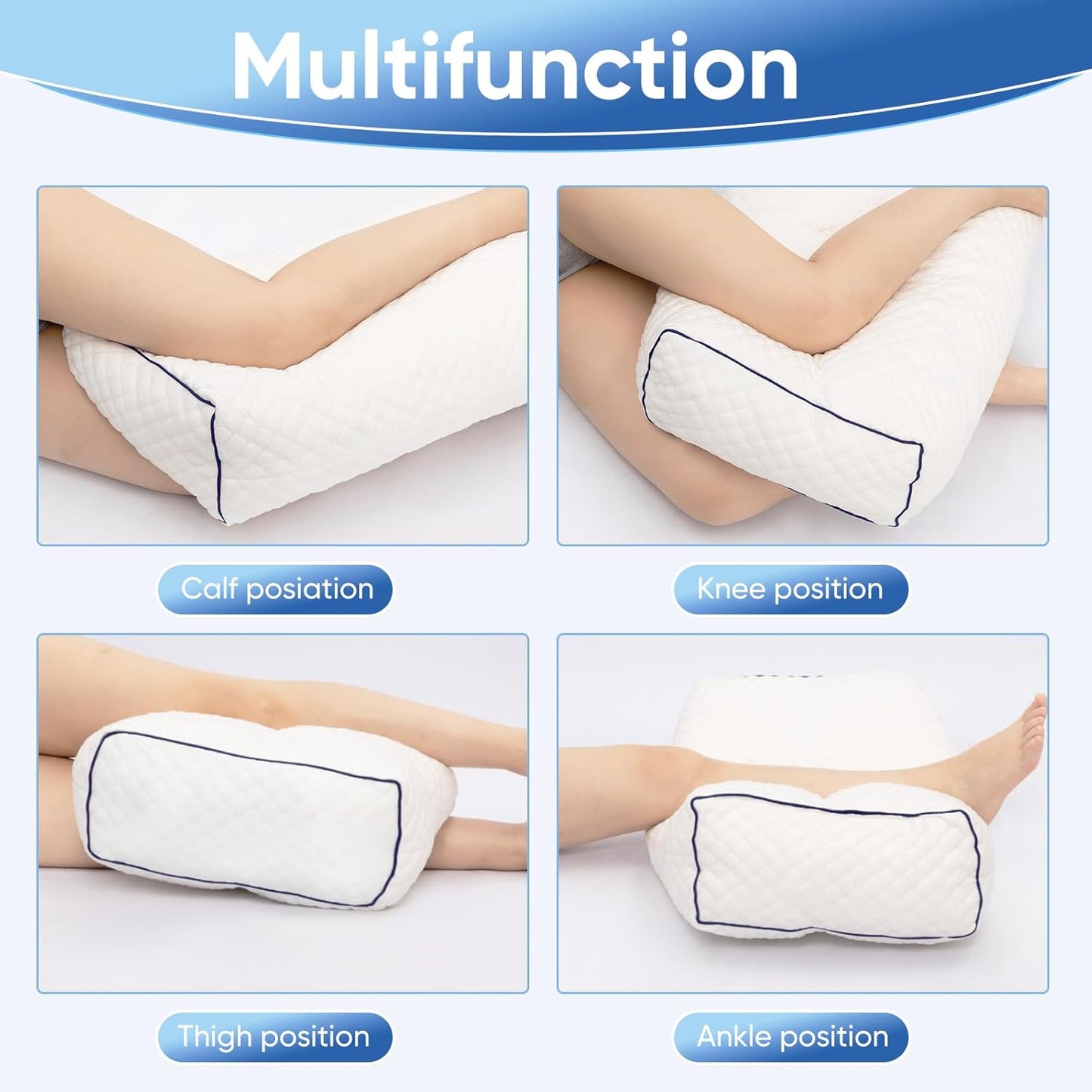 MINUPWELL 6.5" Knee Pillow for Side Sleepers - 100% Shredded Memory Foam Leg Pillow for Side Sleeping - Between Leg & Under Hip Pillow - Relieving Leg, Back, and Knee Pain - High Supportive