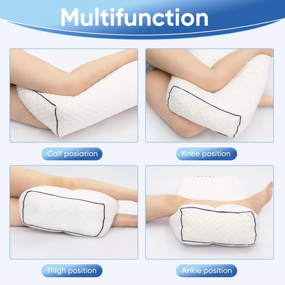 MINUPWELL Knee Pillow for Side Sleepers - Between Leg & Under Knee Pillow for Back Sleepers - Leg Pillow with 850G 7D Alternative for Relieving Leg, Back, and Knee Pain - 100% Cotton Fabric - White