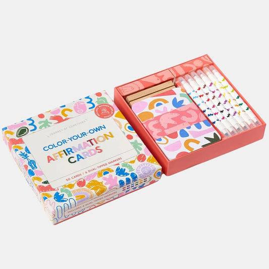 MindfulArt Color Your Own Affirmation Cards - Positivity Kit with Markers