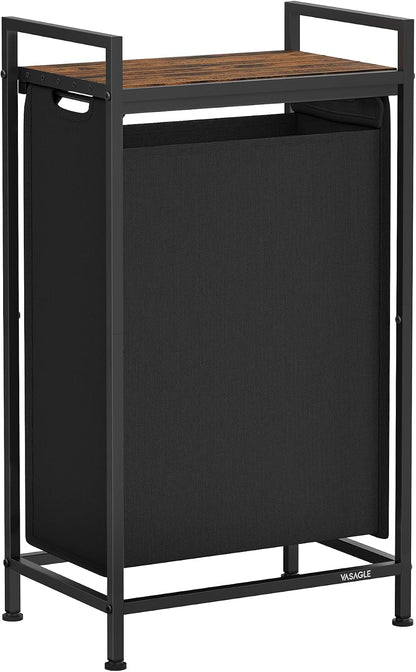 VASAGLE Laundry Hamper, Laundry Basket Sorter with 3 Pull-Out and Removable Bags, Shelf, Metal Frame, 3 x 10.6 Gallons (40 L), 36.4 x 13 x 28.4 Inches, Cappuccino Beige and Natural Beige UBLH301LH01