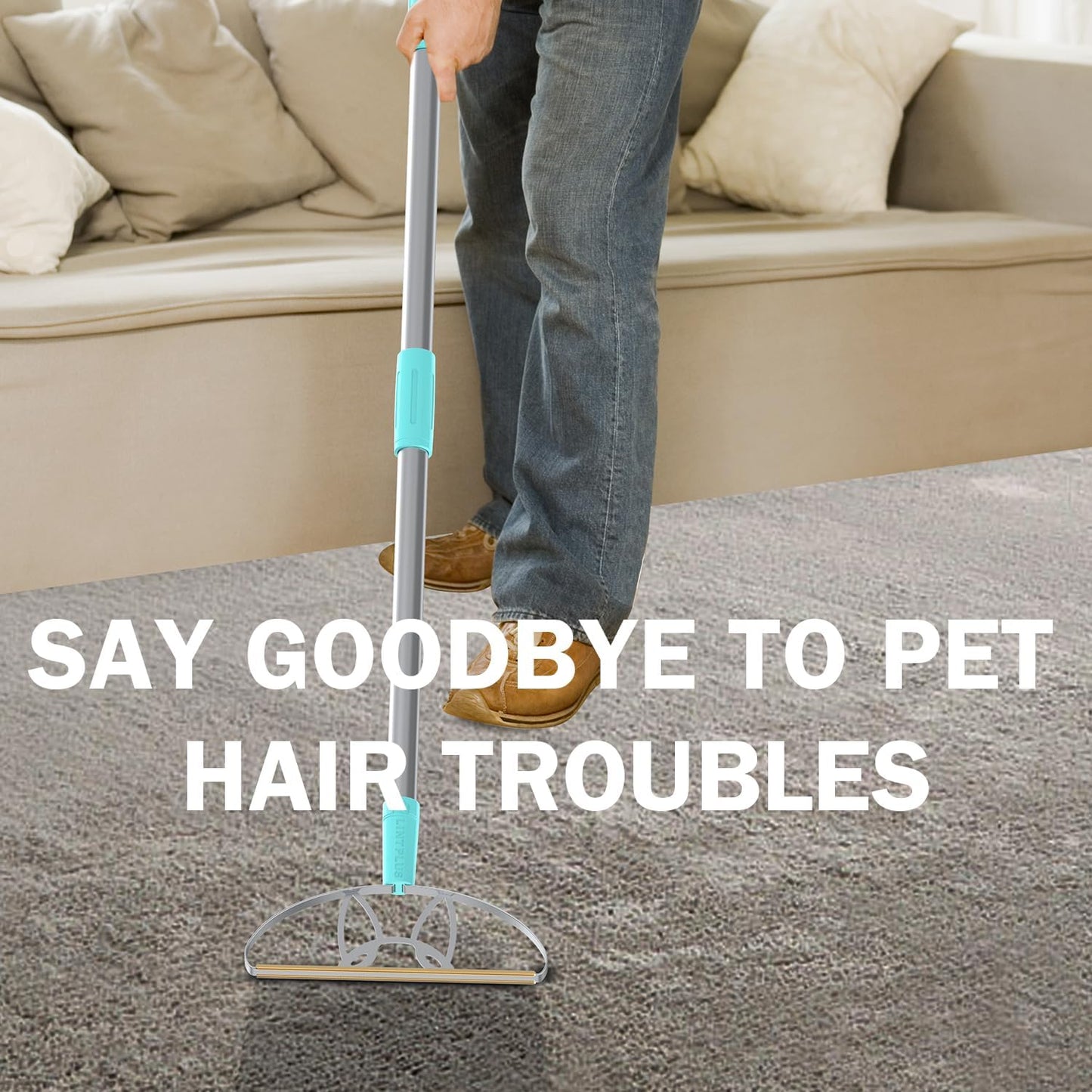 Deep Cleaner Pro Pet Hair Remover-Special Cat Hair Remover Multi Fabric Edge and Carpet Rake Scraper by LINTPLUS-Dog Hair Remover for Rugs,Couch & Pet Towers-Easy to Every Hair!