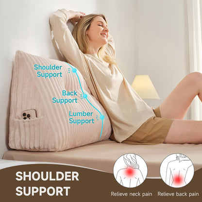 Z-hom Headboard Pillow, Wedge Backrest Cushion, Queen Size,NO Roll Pillow | Grey Triangular Backrest Cushion Equipped,NO Roll Pillow,Ideal for Reading,Sitting Up in Bed&Filling Headboard Gaps