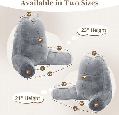 Sasttie Reading Pillows for Sitting in Bed Adult, Back Pillow Bed Sitting Up, Back-Rest Support Cushion for Sit Up on Couch, Sofa, and Floor, Dorm Essentials, Oeko-Tex Certified, Dark Grey