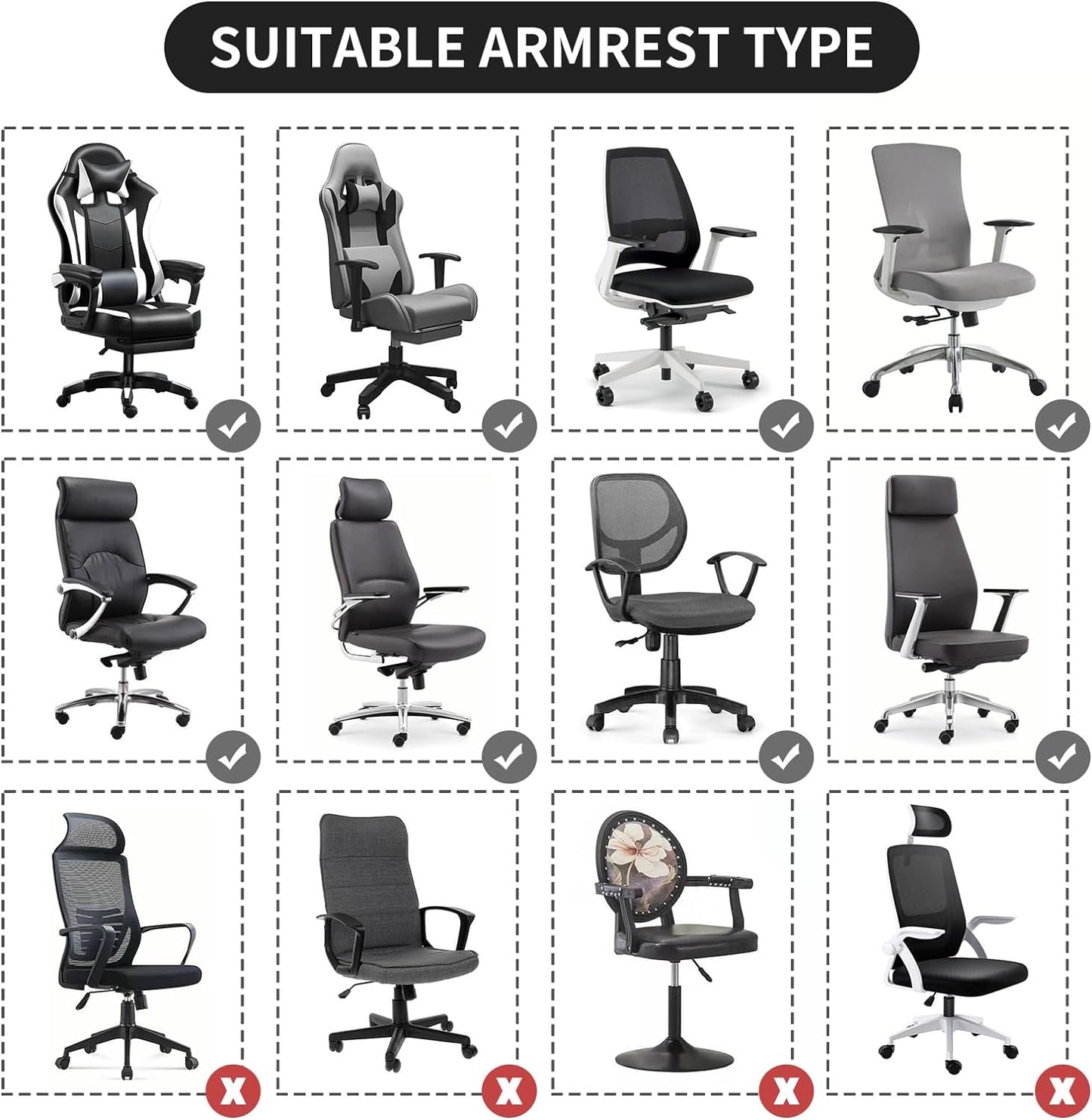 FORCHEER Office Chair Armrest Cover with Zipper 15inch Stretchable Water Resistant Computer Office Chair Arm Rest Slipcover for Desk Chairs Arm 2Pack-Army Green