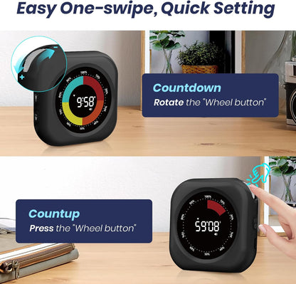 PERSUPER Visual Timer for Kids, Rechargeable 10-Hour Countdown/Up Timer | with 3 Volume Levels, 3 Brightness Display, and Magnetic, Homeschool Study Tool, Large Digital Timers for Classroom, Kitchen
