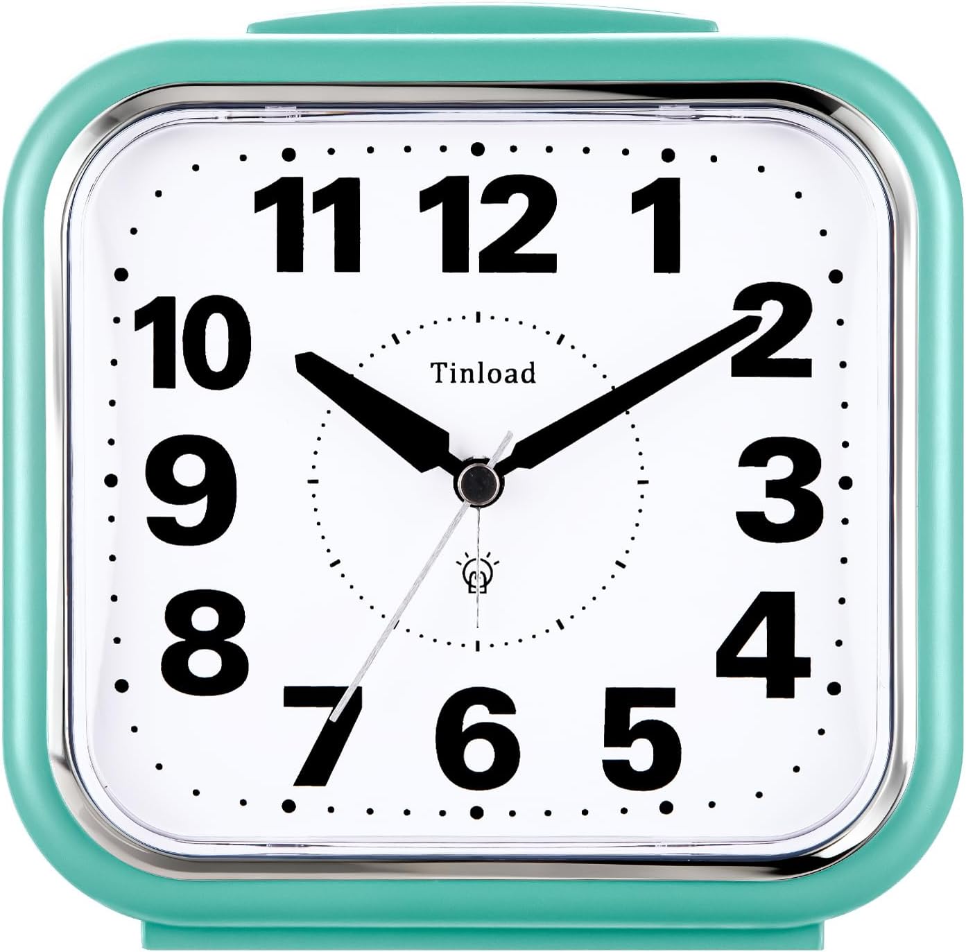 Tinload 5.5" Large No Ticking Analog Alarm Clock,Silent Readable for Seniors,Easy to Set,Gradual Rise Alarm,Big Numbers,Gentle Wake,Snooze, Lighted on Demand,Battery Operated,Black