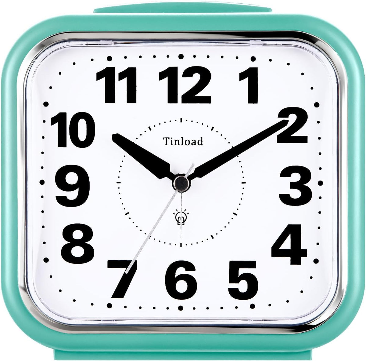 Tinload 5.5" Large No Ticking Analog Alarm Clock,Silent Readable for Seniors,Easy to Set,Gradual Rise Alarm,Big Numbers,Gentle Wake,Snooze, Lighted on Demand,Battery Operated,Black