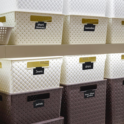 13Pcs White Clip-On Basket Labels Set with Chalk Marker, Reusable Pantry Bin Labels for Kitchen, Closet & Storage Organization