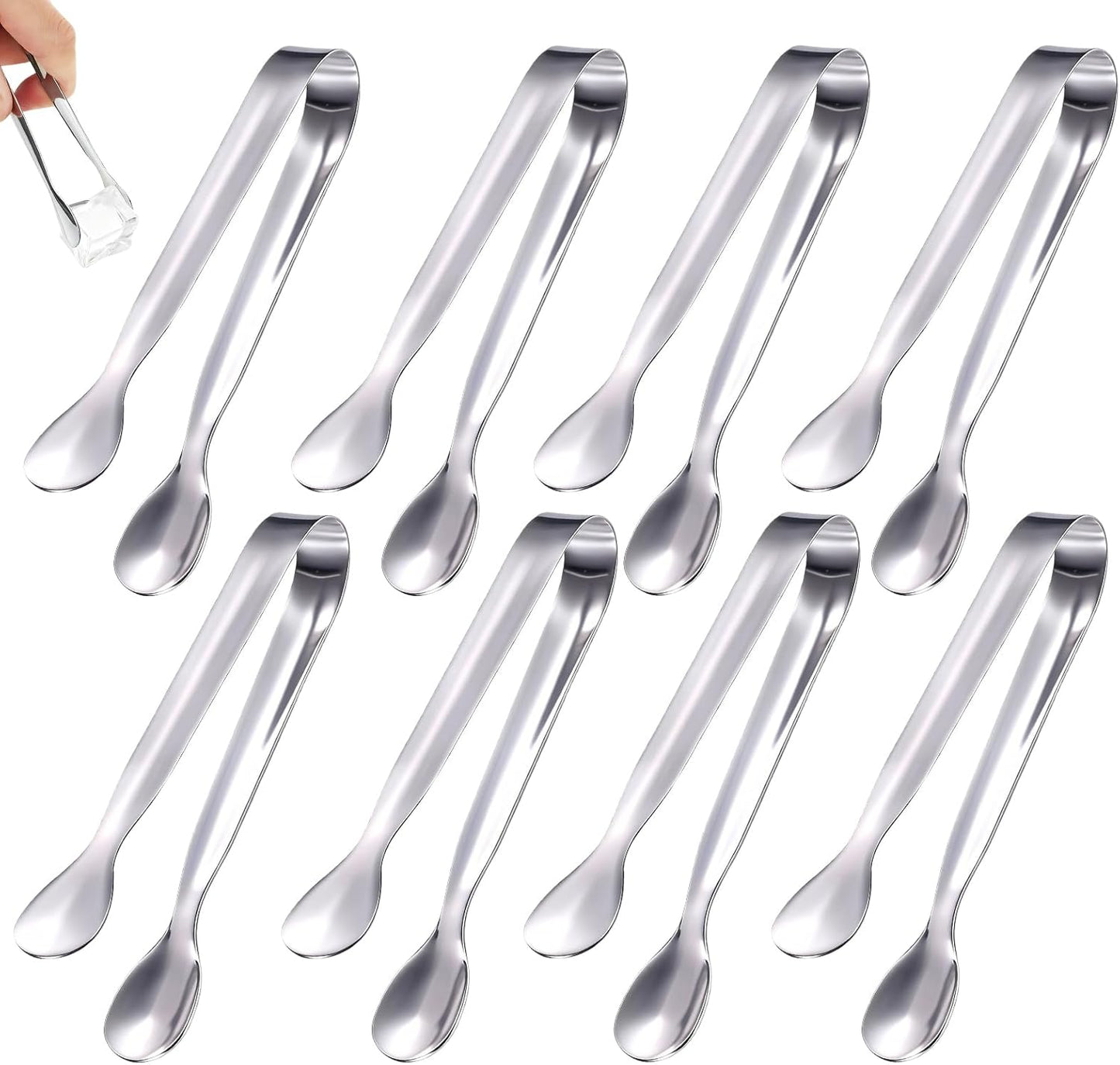 16 Pack Mini Sugar Tongs Stainless Steel Mini Serving Tongs Appetizer Tongs for Candy Buffet, Tea Party, Wedding Ice Tongs for Small Foods, Ice Cubes, Canapés