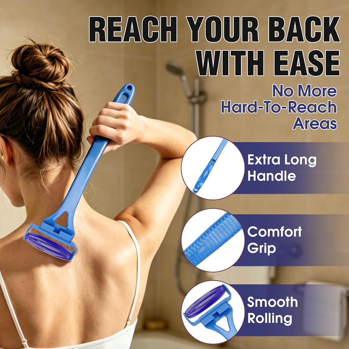 Foldable Manual Leg Massage Rollers for Back, Portable Back Massage Rollers | Women Leg Massage Roller, 3 Rollers with Storage Bag, Dual Hot and Cold Use Body Roller for Leg Facial Muscle Relaxation Blue