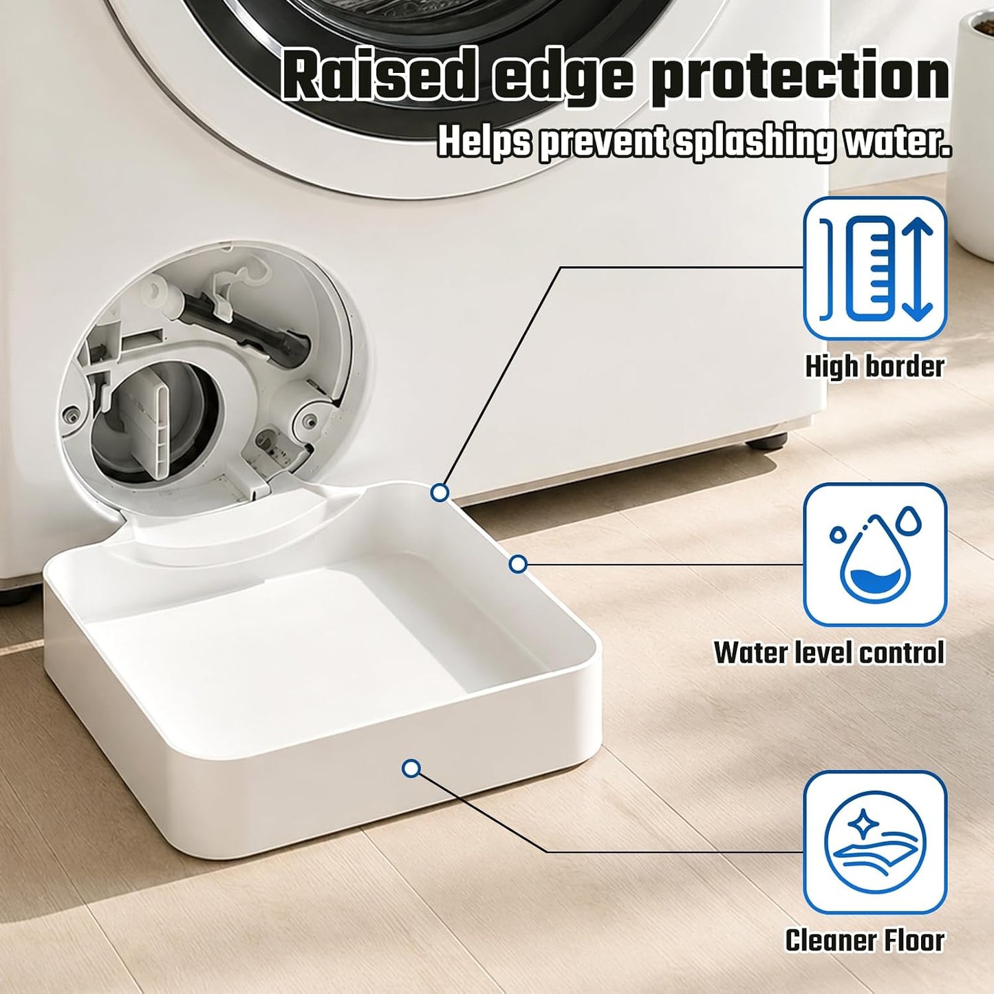 Universal Front-Load Washing Machine Drain Pan, Washing Machine Drain Tray, Leak-Proof Water Catch Drainage Tray, Easy Installation for Basements, Apartments, Mobile Homes (1Pc)