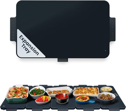 Chefman Everything Warmer Electric Warming Tray, 20” x 16” Modular Expanding Design, Graphene Full-Surface Heating, Food Warming Mat for Parties, Gatherings & Daily Use, Two Tempered Glass Panels