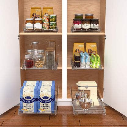 DINDON 1 Tier Pull Out Cabinet Organizer (20" W x 18" D) Heavy-Duty Metal Sliding Drawer Shelf, Slide Out Wire Basket for Kitchen Cabinets, Pantry, Bathroom, Chrome Finish…
