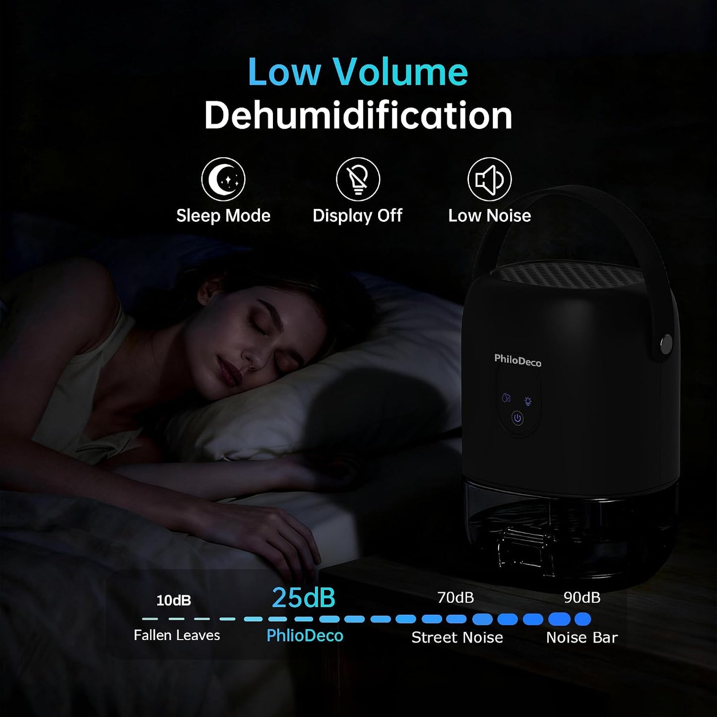 PHILODECO 35 OZ Dehumidifiers for Home(280 sq.ft), Ultra Quiet 25 dB for Bedroom & Bathroom with Auto Shut Off, Small Dehumidifiers for Closet, RV & Basement, 7 Colors LED Light, White