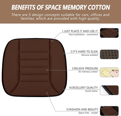 Car Seat Cushion Pad 1.2" Thick Comfort Seat Protector for Car Driver Seat Office Chair Home Use Memory Foam Seat Cushion with Non Slip Bottom, 20'' x 18.5'', Black