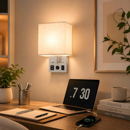 Vrisa Wall Sconces Wall Lamps for Bedrooms Set of 2 Plug in Bedside Lights Wall Mounted with USB Ports Outlet Wall Light Fixtures for Bedroom Living Room Black (2 Bulbs Included)