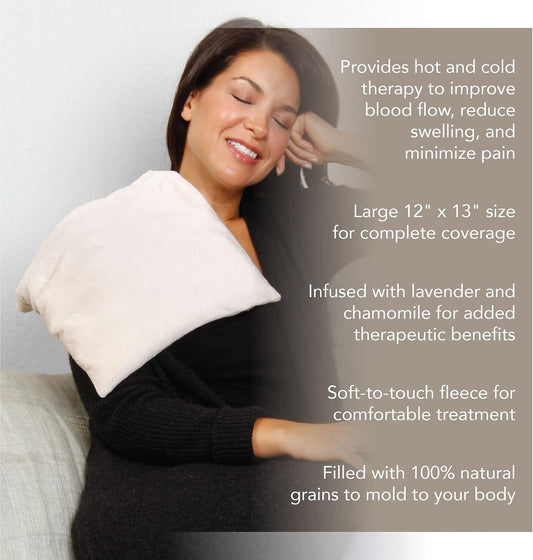Bed Buddy Microwavable Heating Pad with Lavender - Aromatherapy Microwave Heating Pad for Back Pain, Neck Pain - for Moist Heat Therapy and Freezable for Cooling Therapy, Lavender & Chamomile Scent
