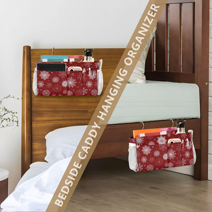 Bedside Caddy Hanging Bunk Bed Caddy Bed Organizer Hanging Pocket with 2 Hooks Bedside Storage Organizer Pocket Bag Holder Checkered Light Green - Colors B