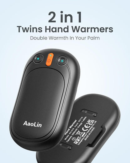 AI Hand Warmers Rechargeable, AaoLin Electric Hand Warmers Reusable, 12Hrs Long Heating, Portable Pocket Handwarmer Great Gift for Outdoors, Camping, Golf, Hunting Gear