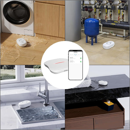 WiFi Water Leak Detector for Home with App Alert, 2.4Ghz Gateway + 6 Sensor | 120dB Water Flood/Drip Alarm for Basement/Kitchen/Bathroom/Toilet/Laundry Room,Under Sink/Pipe/Faucet Leakage Detection