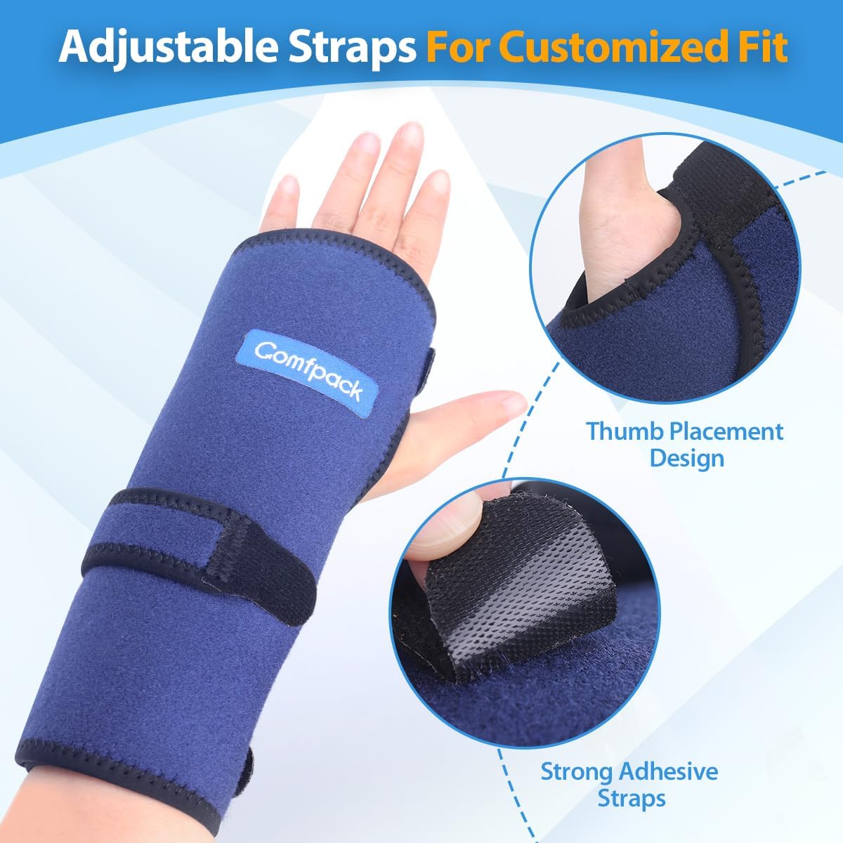 Wrist Ice Pack Wrap for Carpal Tunnel Relief with 2 Gel Ice Packs | Reusable Wrist Brace Compression Sleeve for Injuries, Tendinitis, Swelling, Surgery Recovery, Detachable Gel Inserts, Gifts