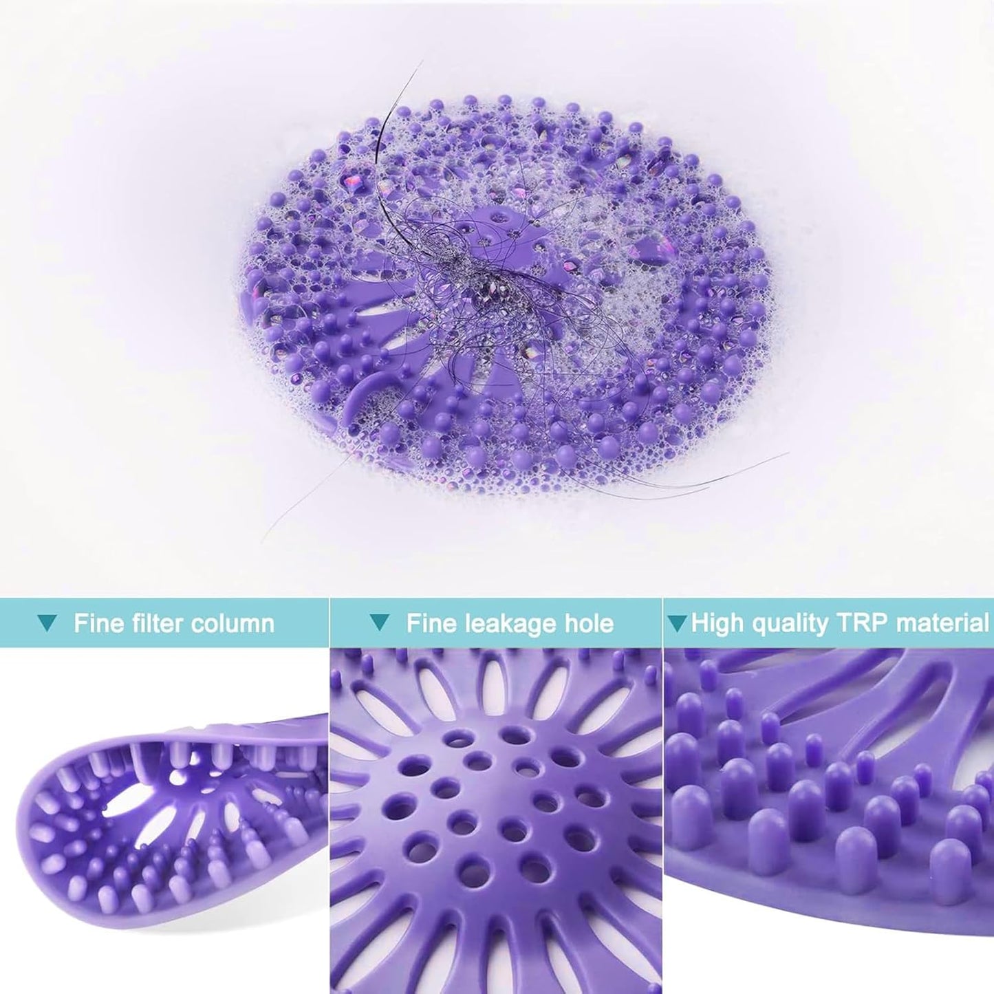 Gotega 5 Pack Sink Drain Strainer, Hair Catcher for Bathroom Tub Shower | Sink Hair Catcher Shower Drain Durable Silicone Hair Stopper Shower Drain Cover Hair Trap, Bathroom Sink Replacement