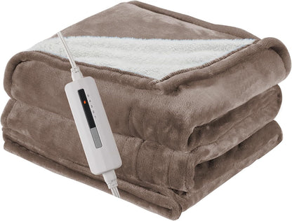Electric Heated Blanket Full Size 72"x84" – Light Gray | ETL for Safe Overnight, 4 Heat Settings & 10H Auto Off, Dual-Sided Microplush Sherpa for Home Night, Machine washable